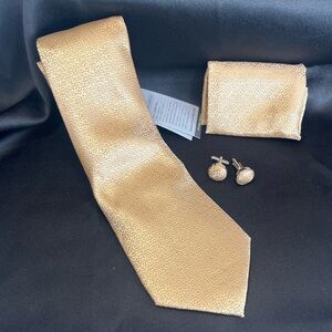 Elegant Silk Gold Tie Set-NWT-